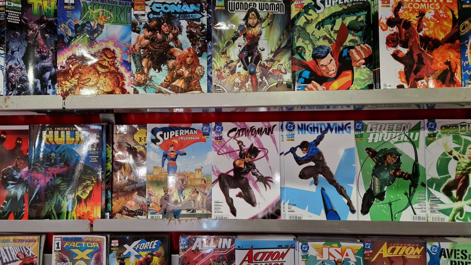 display of comic books